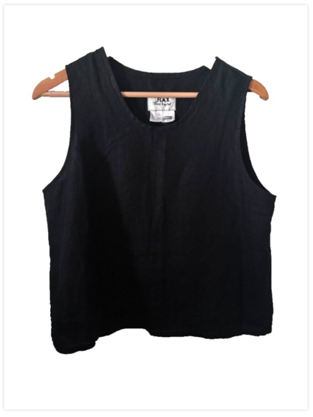 Flax Jeanne Engelhart Black Linen Tank Top S Boxy Cropped Lightweight Minimalist